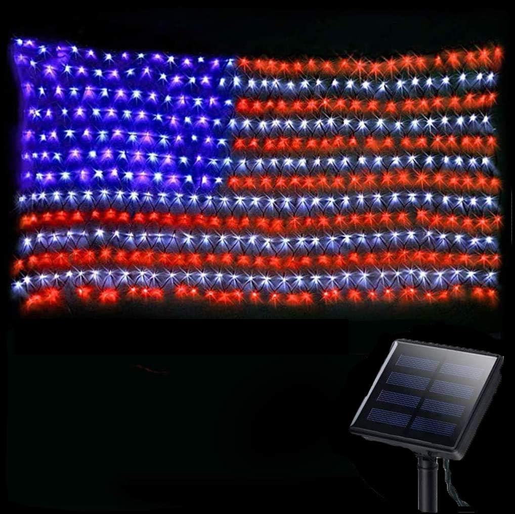 American Flag Lights Outdoor Solar Powered 420 Super Bright LED 6.5ft x 3.28ft-America250