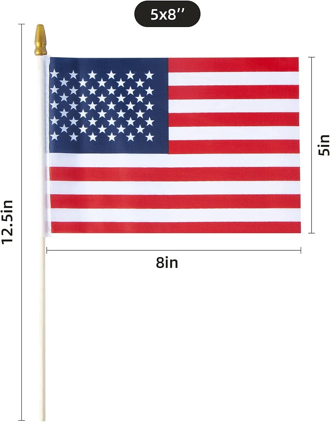 Handheld American Flags on Stick - 50 Pack 4x6"-America250
