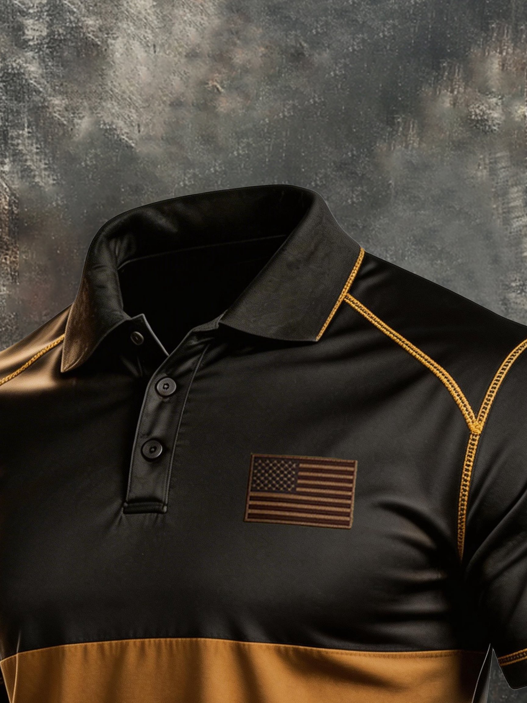 Men's Retro Patriot Color Block Polo Collar Short Sleeve-America250