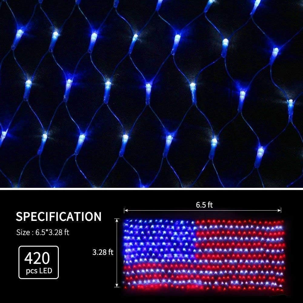 American Flag Lights Outdoor Solar Powered 420 Super Bright LED 6.5ft x 3.28ft-America250