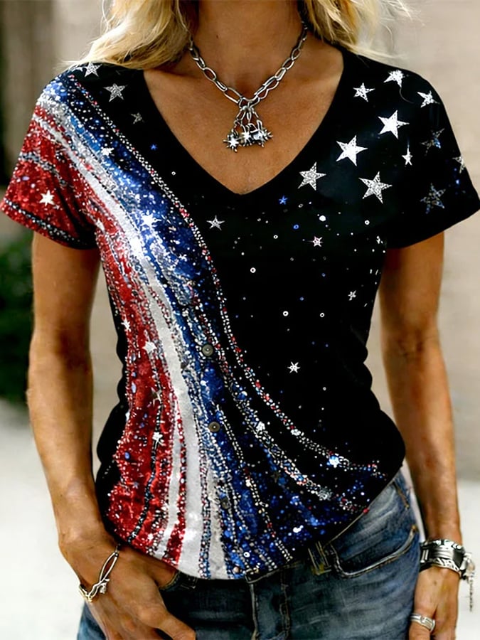 Women's Casual American 250th Anniversary Print T-shirt-America250