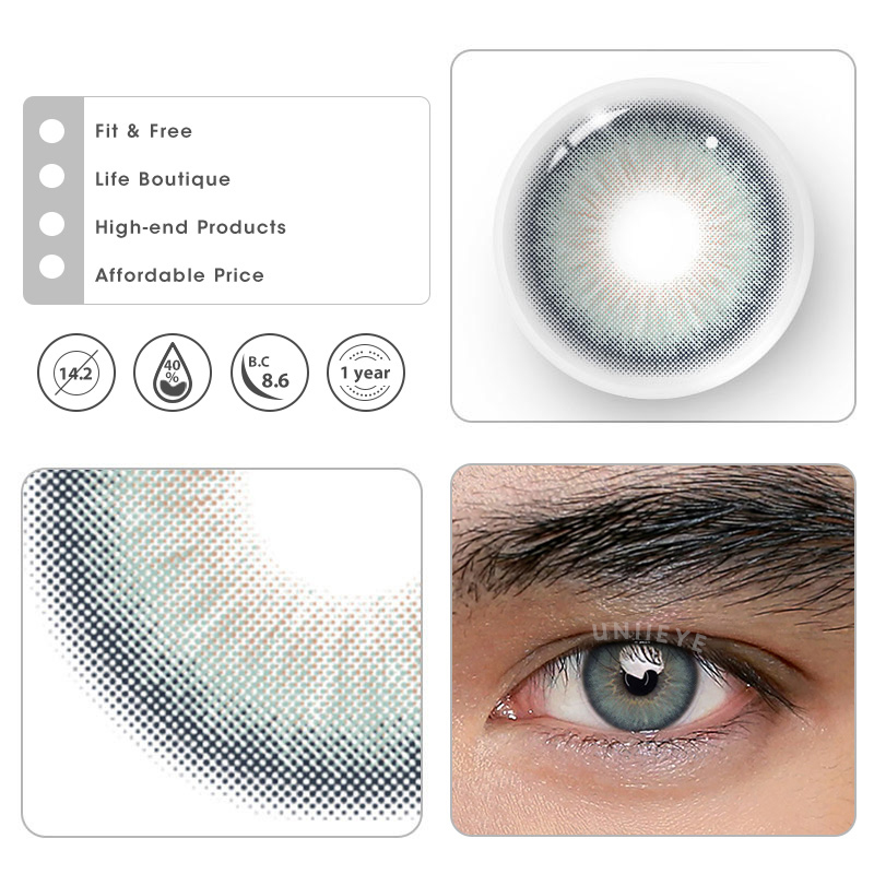 Uniieye Deepwater Zone Blue Prescription Men Colored Contact Lenses