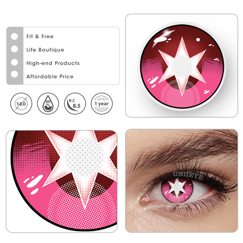 Uniieye Blind Ai Hoshino Red Cosplay Colored Contact Lenses-UNIIEYE
