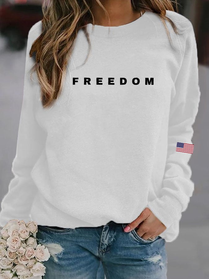 Women's Casual Letter Print Long Sleeve Sweatshirt-America250