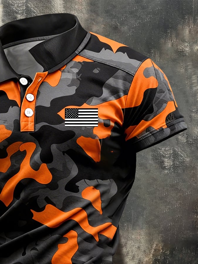 Men's Retro Patriot Camouflage Patchwork T-shirt-America250