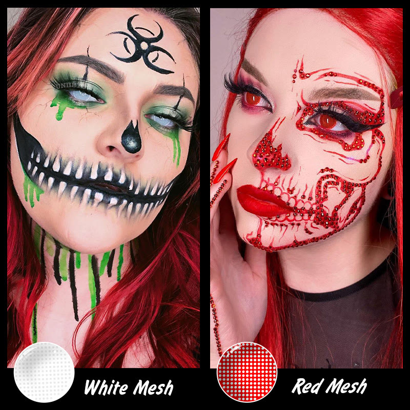 Uniieye Blind Red Mesh Cosplay Colored Contact Lenses-UNIIEYE