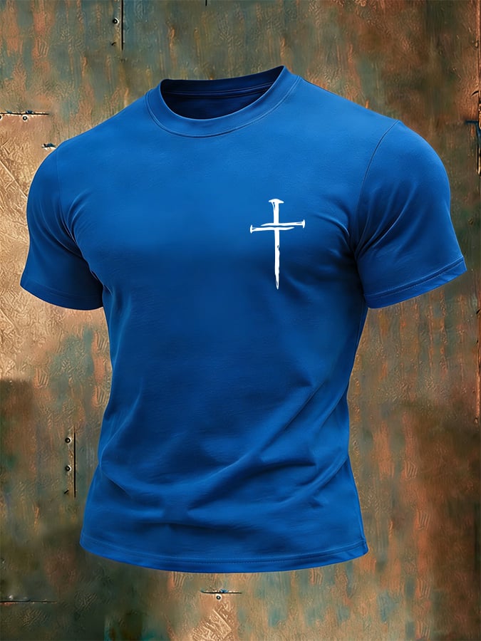 Men's Vintage Faith Cross Casual Printed Short Sleeve T-Shirt-America250