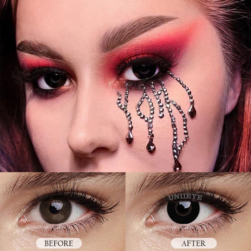Uniieye Black Block Prescription Cosplay Colored Contact Lenses-UNIIEYE