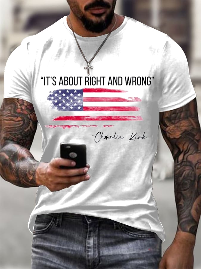 Men's It's About Right and Wrong  Printed T-Shirt-America250