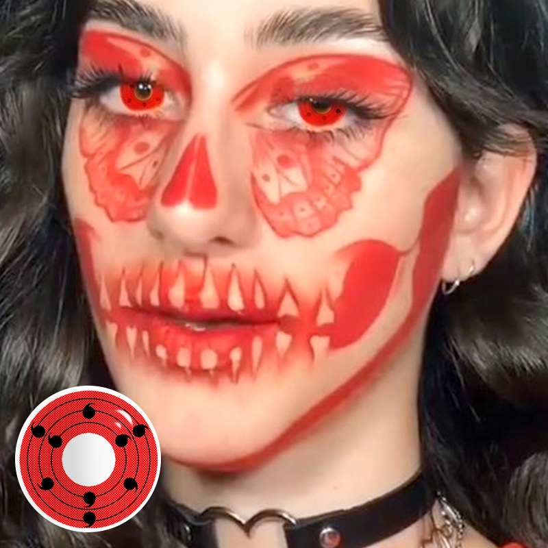 Uniieye Rinne Sharingan Red Prescription Cosplay Colored Contact Lenses