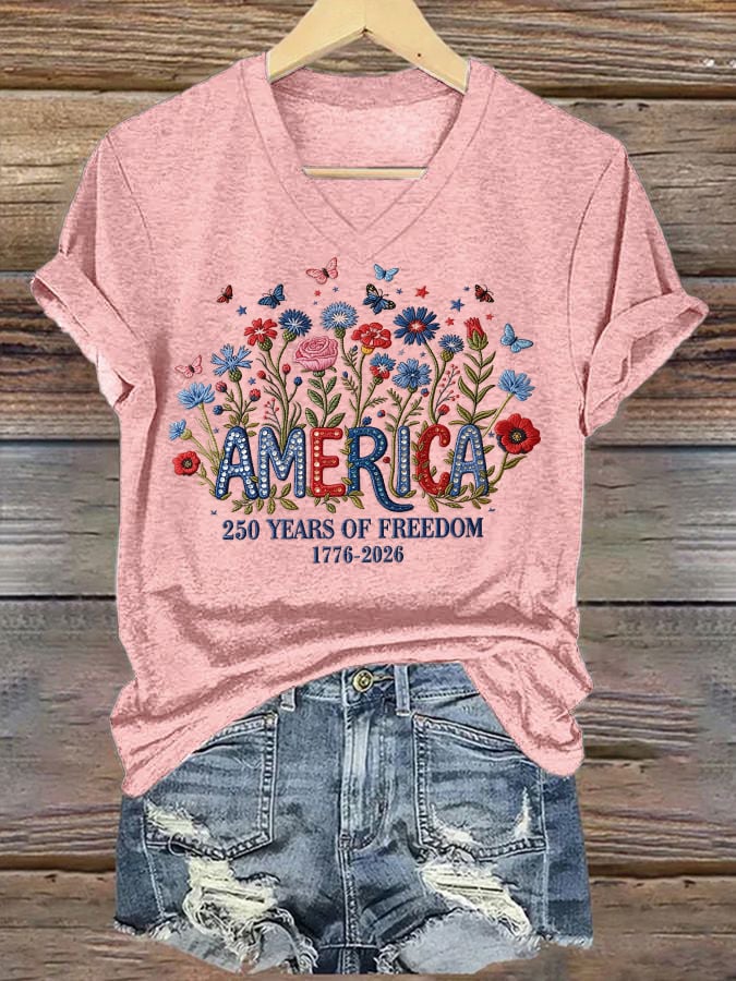Women's casual retro American 250th  T-shirt-America250
