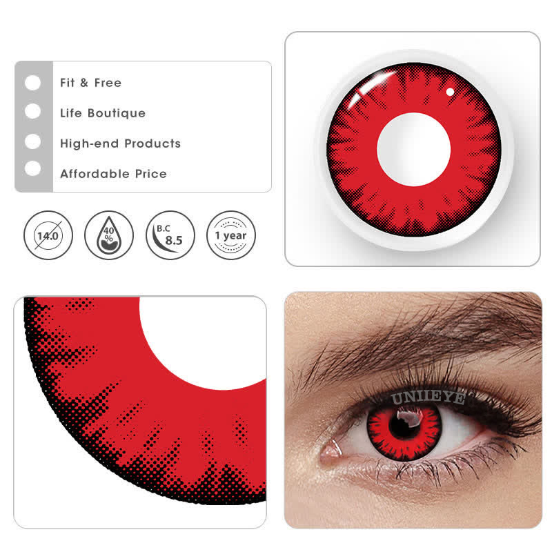 Uniieye Miracle Times Red Prescription Cosplay Colored Contact Lenses-UNIIEYE