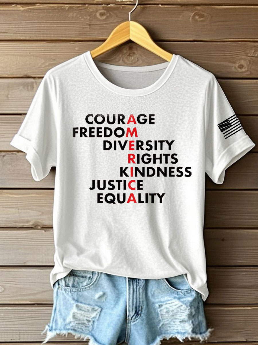 Women's  Freedom Printed Iron On Short Sleeve T-Shirt-America250