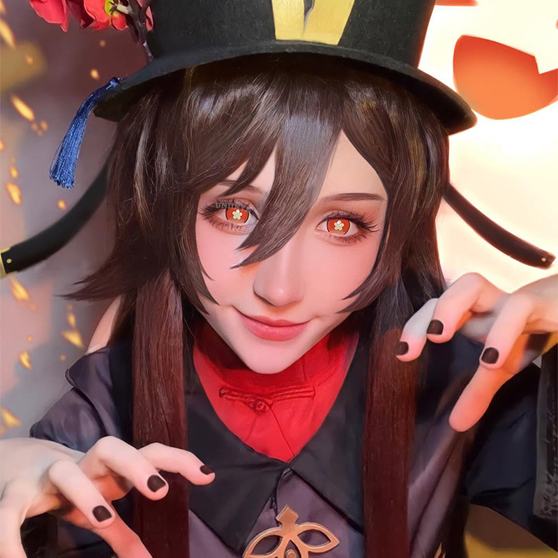 Uniieye Blind Hutao Red Cosplay Colored Contact Lenses-UNIIEYE