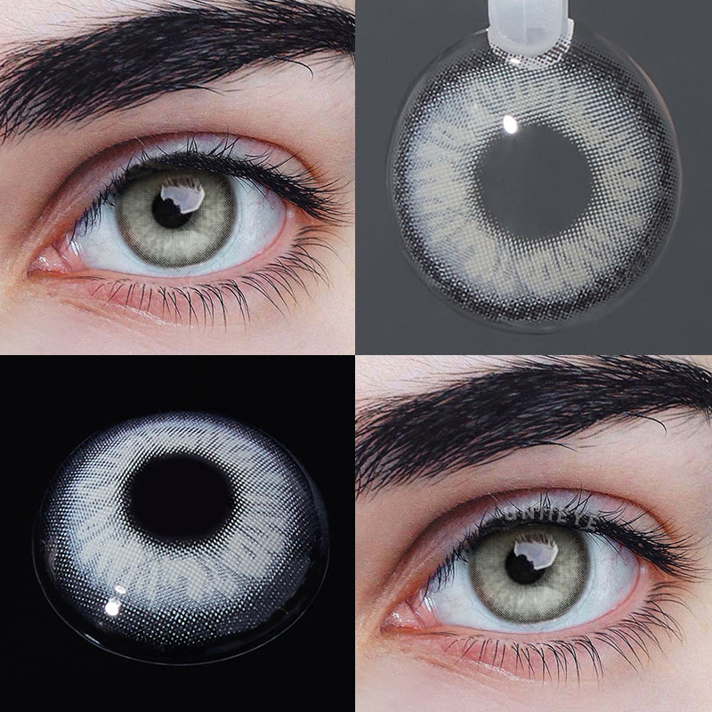 Uniieye Fox's Eye Grey Prescription Men Colored Contact Lenses