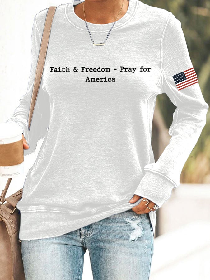 Women's Faith&Freedom Pray for America Print Sweatshirt-America250