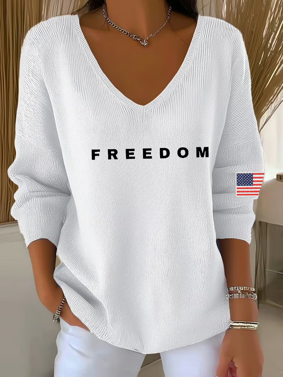 Women's Freedom Is Not Free This is the TP R.I.P C.K V-Neck Ribbed Top-America250