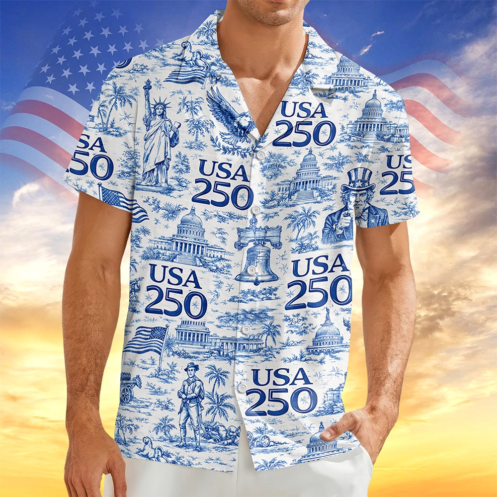 America 250th Anniversary Toile De Jouy Style Hawaii Shirt-America250