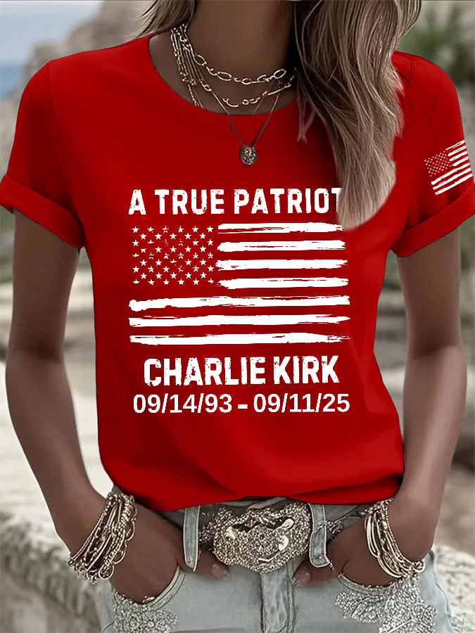Women's Retro A True Patriot Print T-Shirt-America250