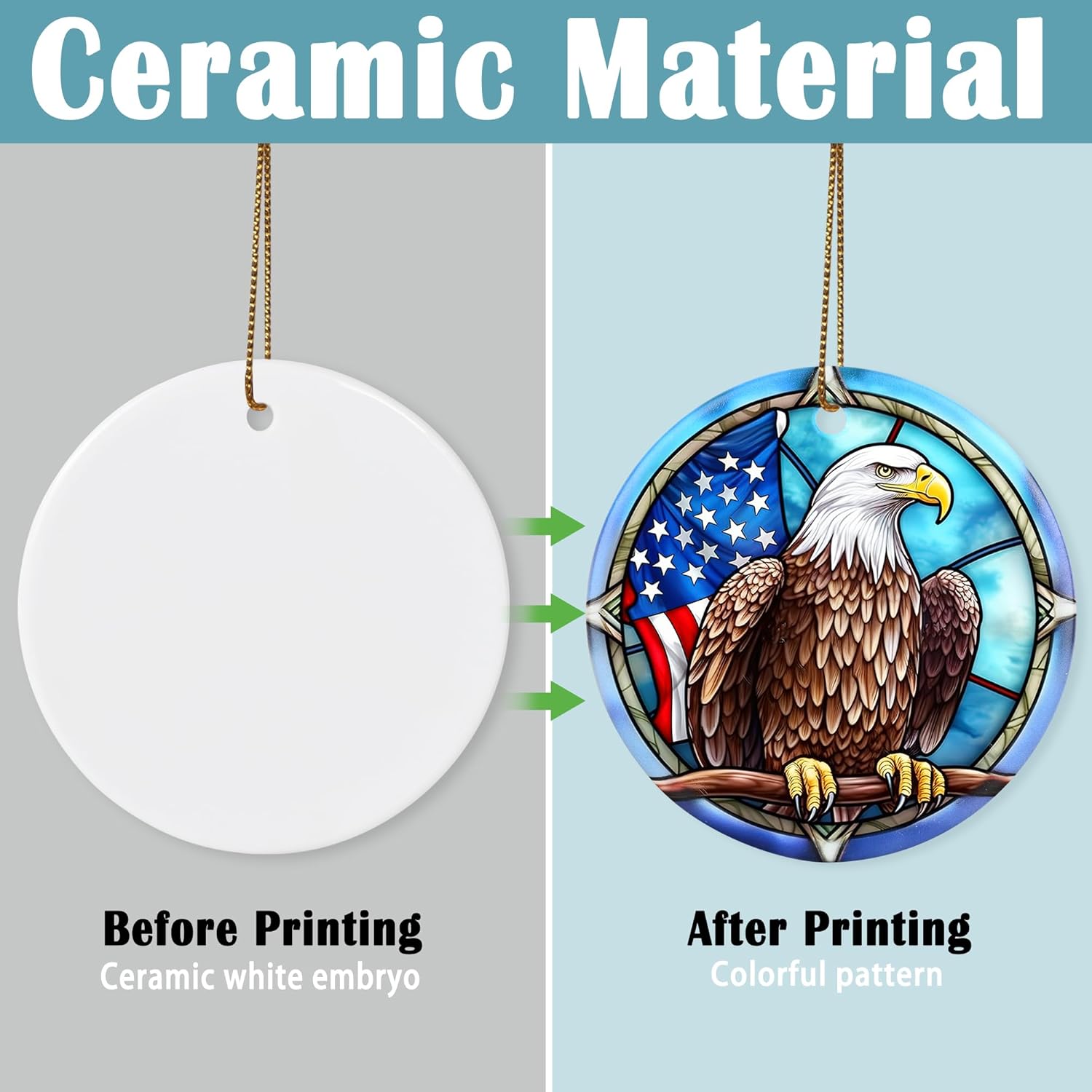 Bald Eagle Christmas Ornament w/ American Flag-America250