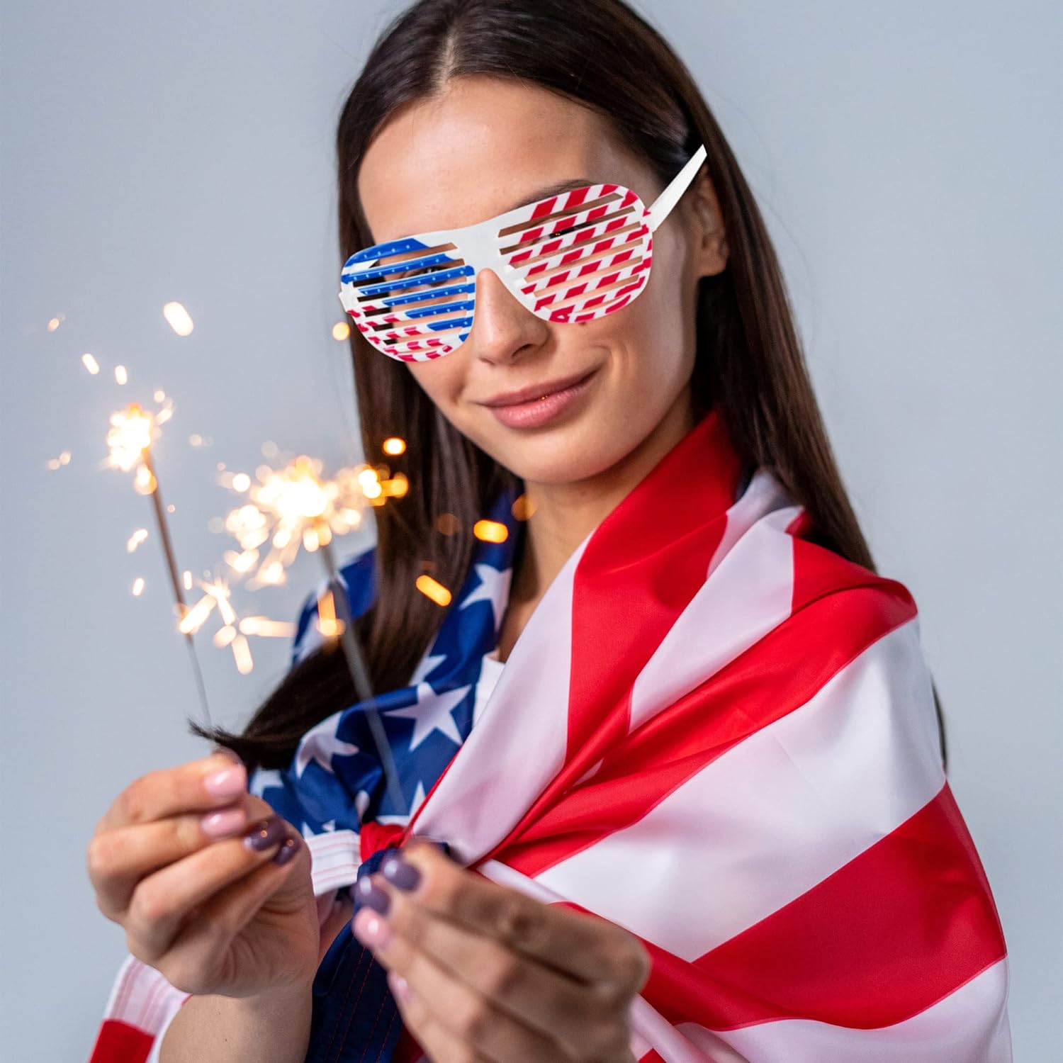 American Flag USA Plastic Shutter Glasses Party Props, Decoration (12 Pairs)-America250