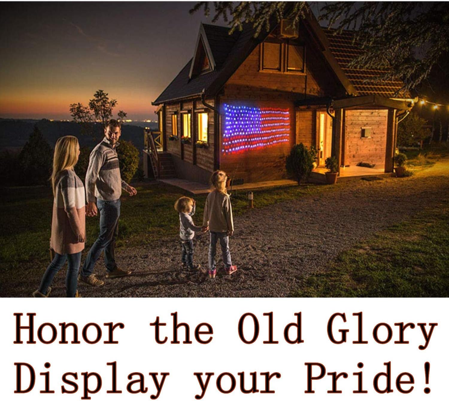 American Flag Lights Outdoor Solar Powered 420 Super Bright LED 6.5ft x 3.28ft-America250