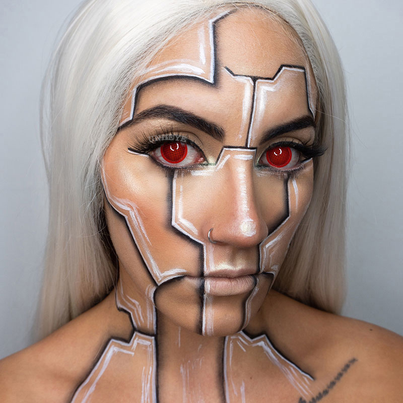 Uniieye Blind Red Mesh Cosplay Colored Contact Lenses-UNIIEYE