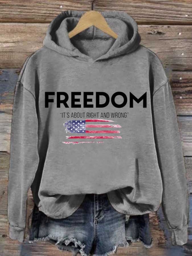 Women's Freedom Print Casual Hoodie Sweatshirt-America250