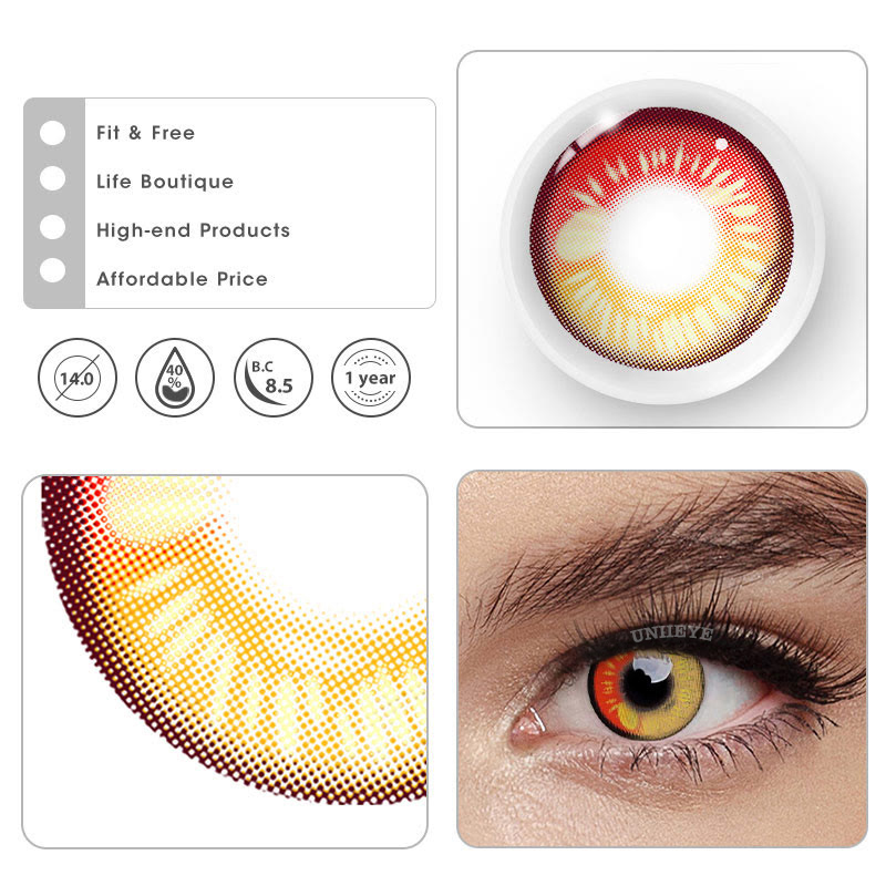 Uniieye Anime Tear Red Prescription Cosplay Colored Contact Lenses-UNIIEYE
