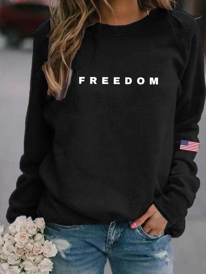 Women's Casual Letter Print Long Sleeve Sweatshirt-America250