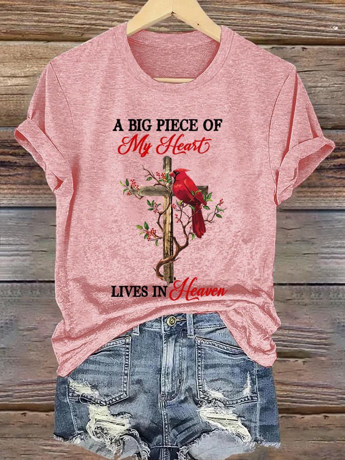 Women's A Big Piece of My Heart Lives in Heaven T-shirt-America250