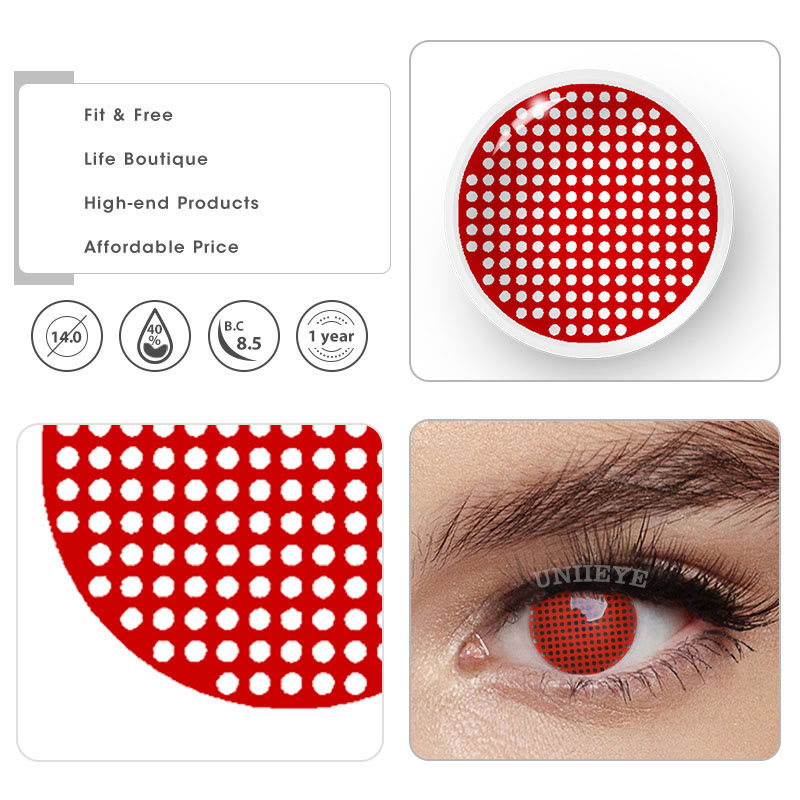 Uniieye Blind Red Mesh Cosplay Colored Contact Lenses-UNIIEYE