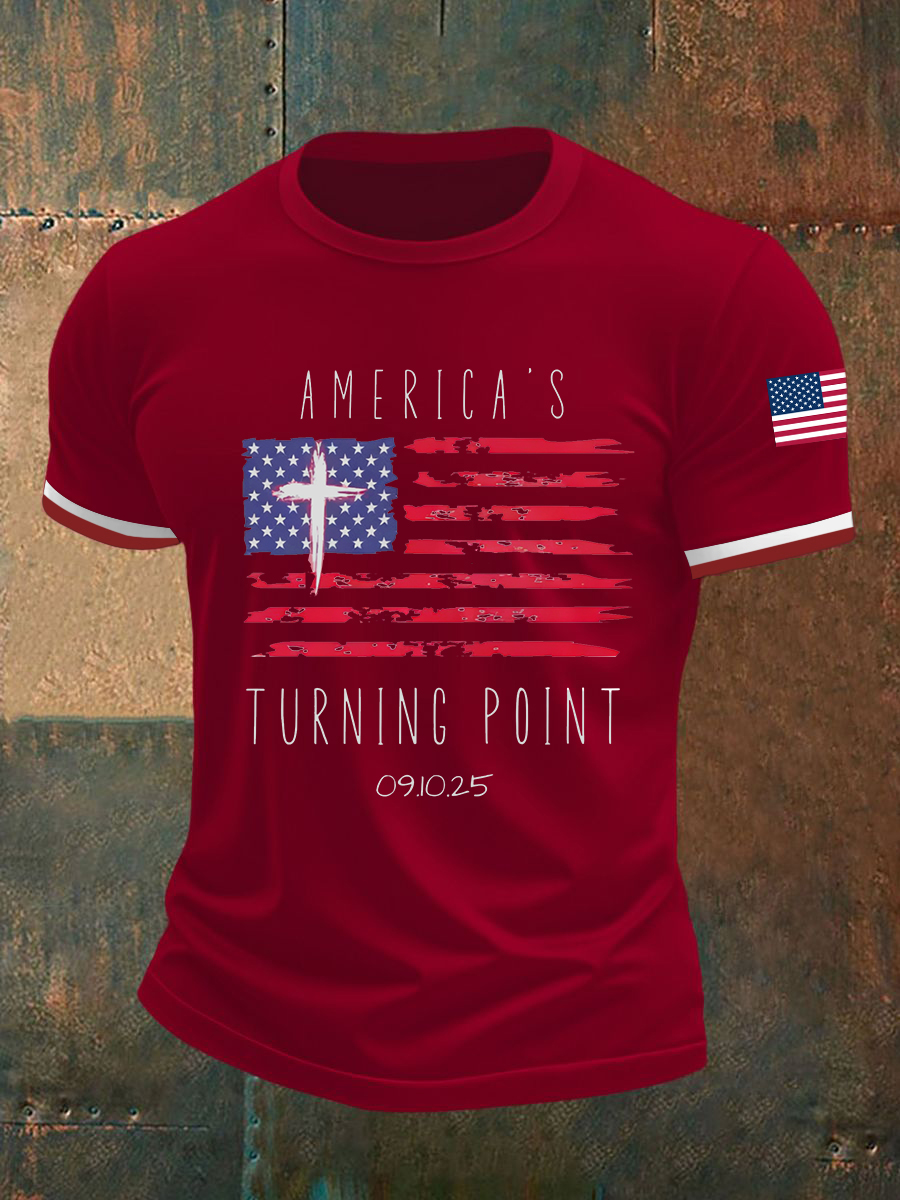 Men's TP Flag Cross Short Sleeves T-shirt-America250