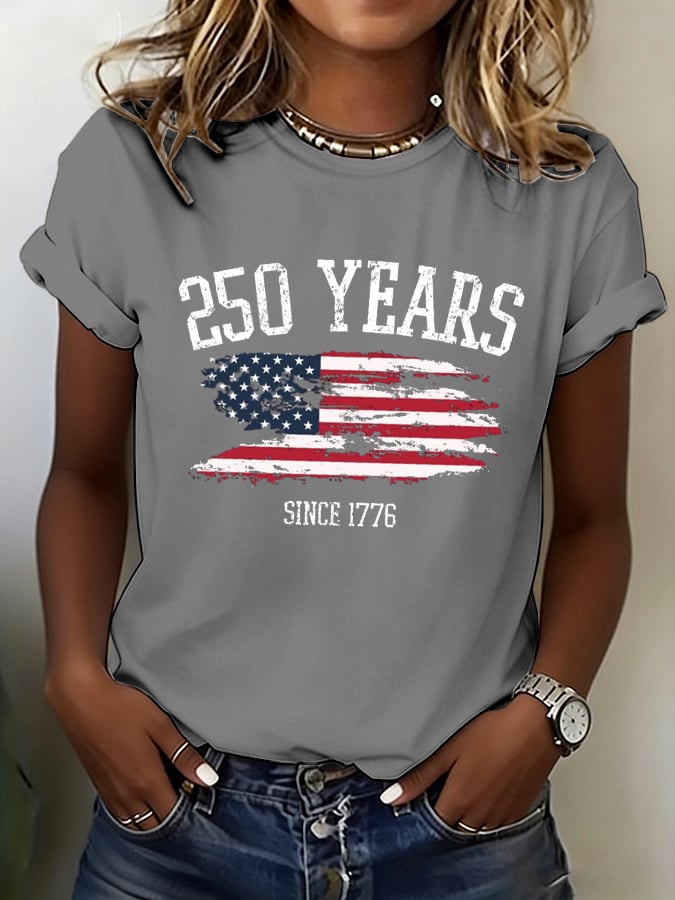 Women's 250th Anniversary National Flag Print Casual T-Shirt-America250