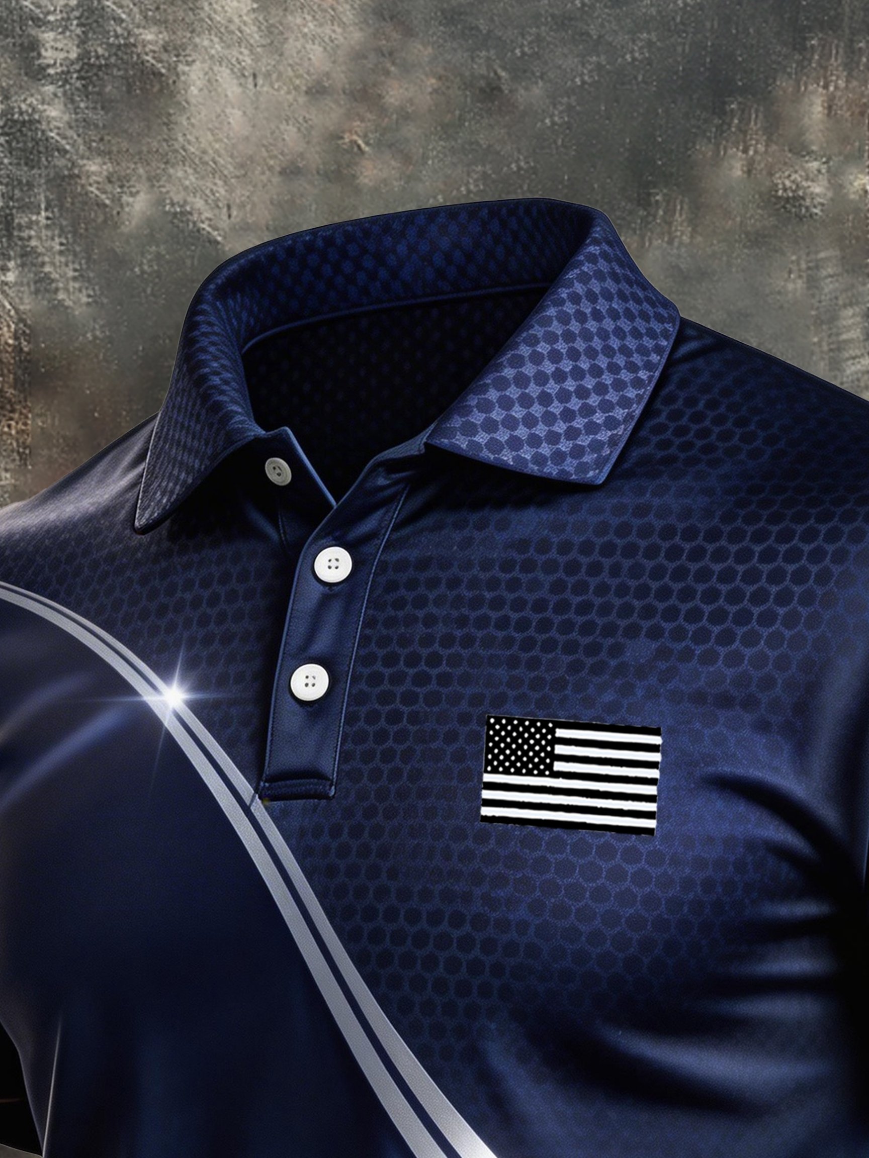 Men's Retro Patriot Color Block Polo Collar Short Sleeve-America250