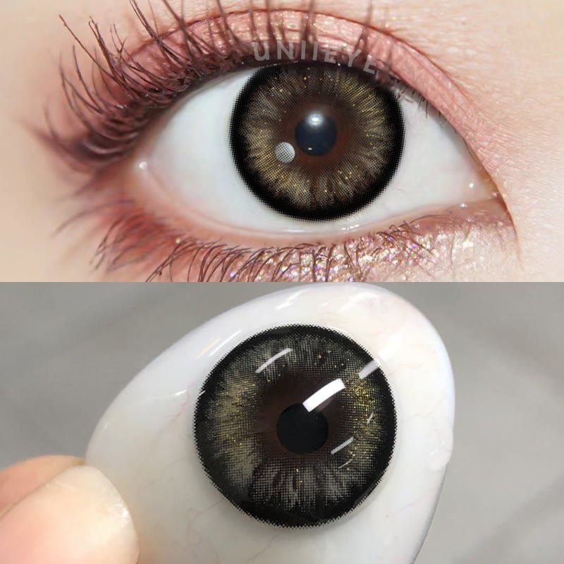 Uniieye Pearlescent Black Prescription Men Colored Contact Lenses