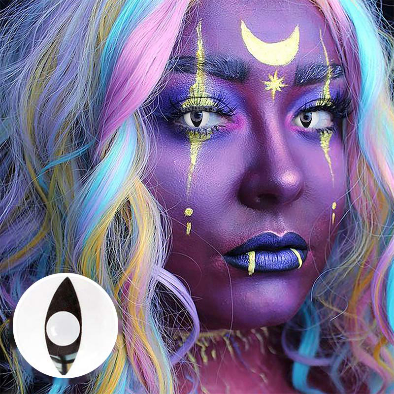 Uniieye White Cat Eye Prescription Cosplay Colored Contact Lenses-UNIIEYE