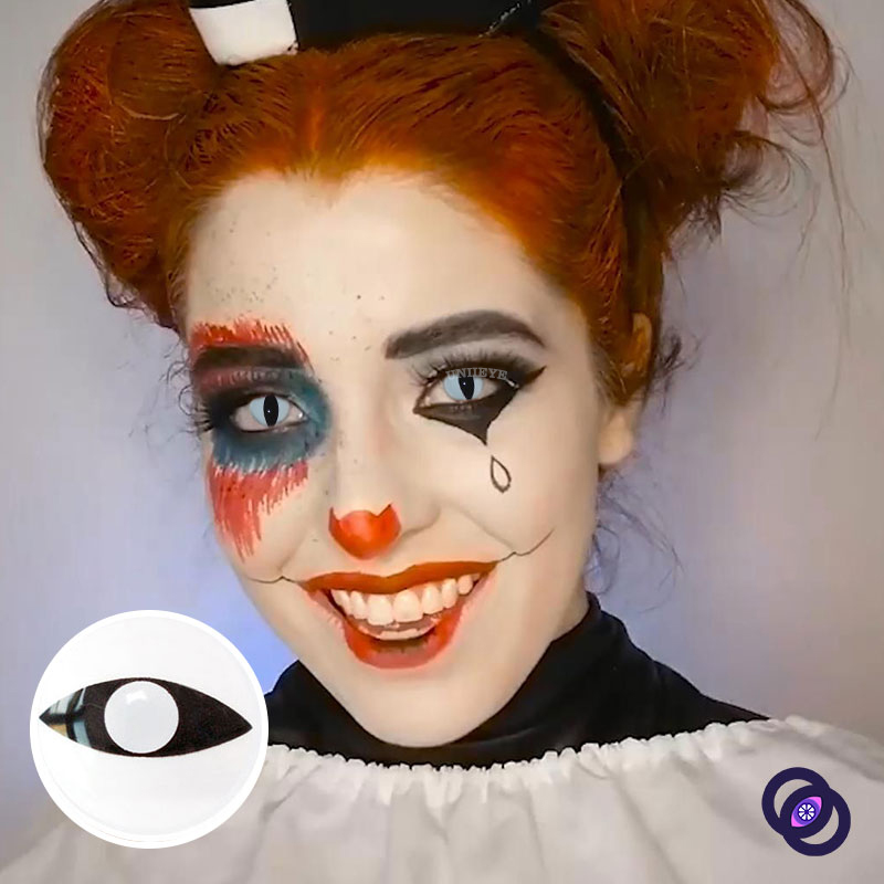 Uniieye White Cat Eye Prescription Cosplay Colored Contact Lenses-UNIIEYE