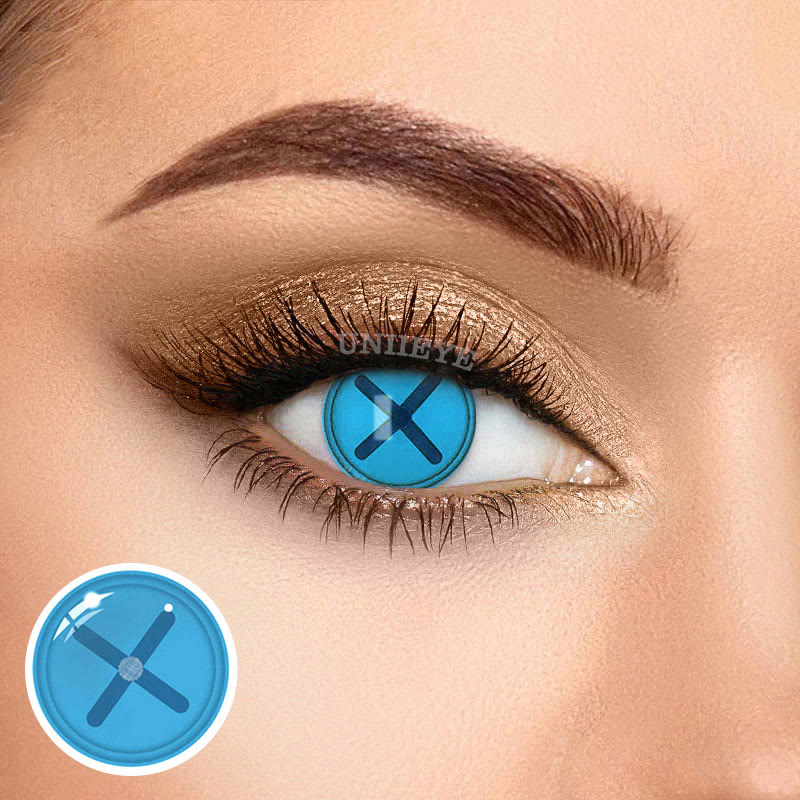 Uniieye Blind Button Eye Blue Cosplay Colored Contact Lenses-UNIIEYE