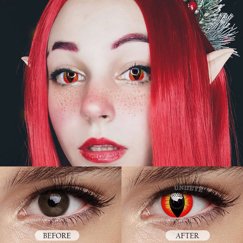 Uniieye Cat Eye Reddish Brown Cosplay Colored Contact Lenses-UNIIEYE