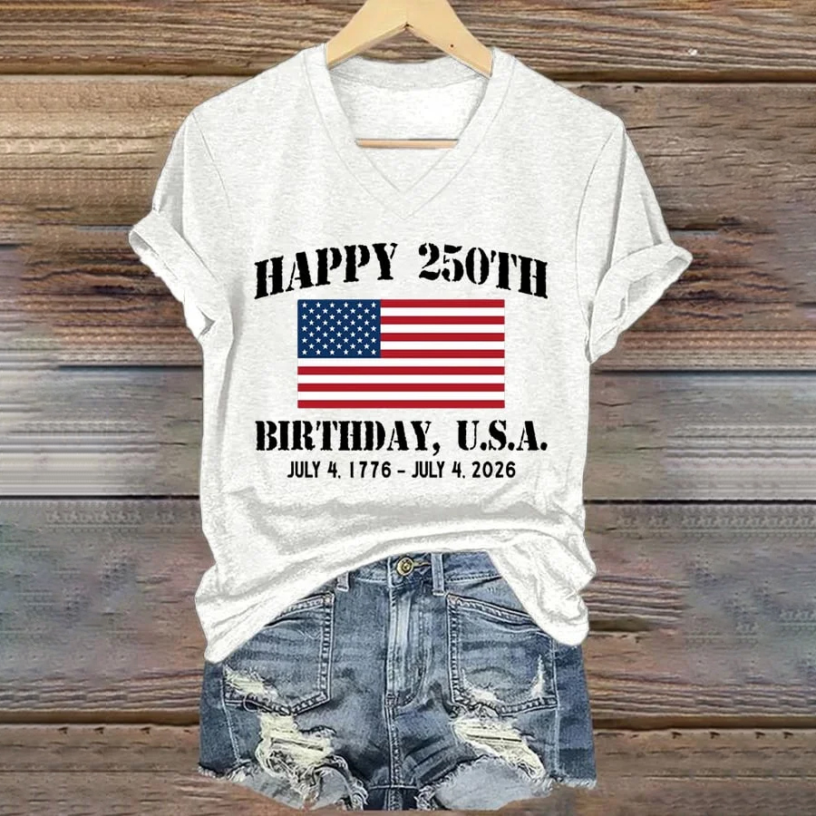 Women’S 250th America Anniversary Casual Printed T-Shirt-America250