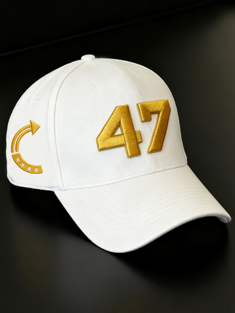 Unisex Limited Edition Charlie Kirk White Hat Gold 47 Turning Point American Trump Souvenir Hat-America250