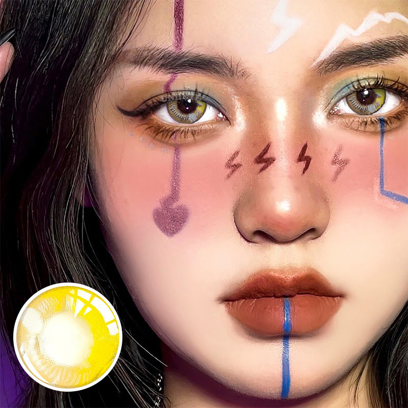 Uniieye Anime Tear Yellow Prescription Cosplay Colored Contact Lenses-UNIIEYE