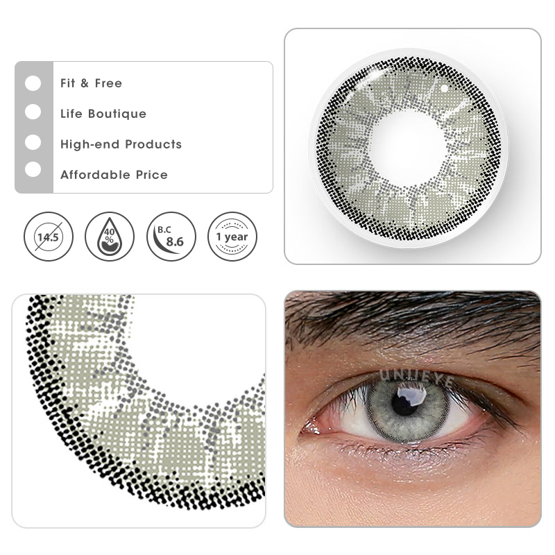 Uniieye Magic Hour II Vika Grey Prescription Men Colored Contact Lenses
