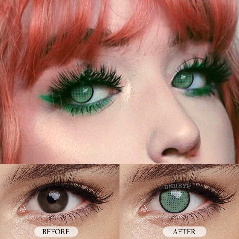 Uniieye Blind Mesh Green Prescription Cosplay Colored Contact Lenses-UNIIEYE