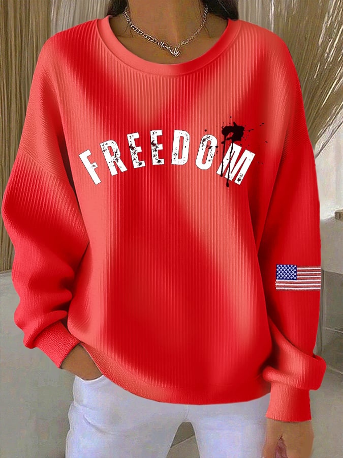 Women's Casual Freedom Faith Textured Sweatshirt-America250