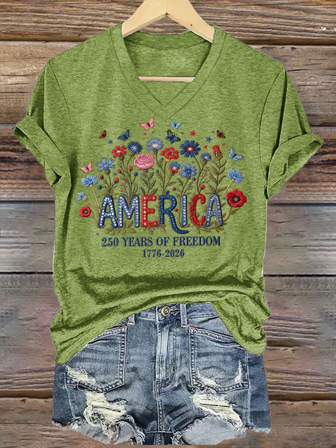 Women's casual retro American 250th  T-shirt-America250
