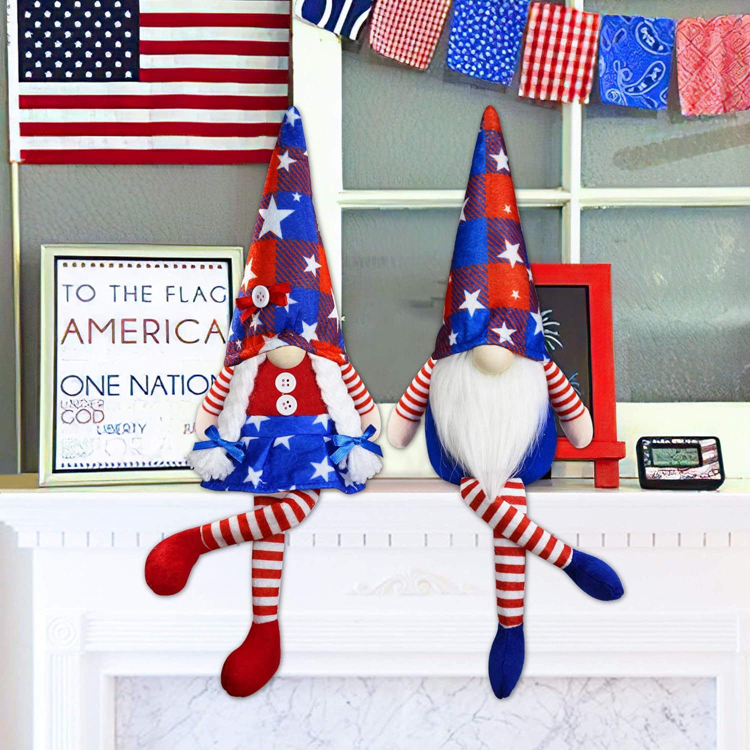 Patriotic Swedish Elf Gnomes July 4th Decorations (Set of 2)-America250