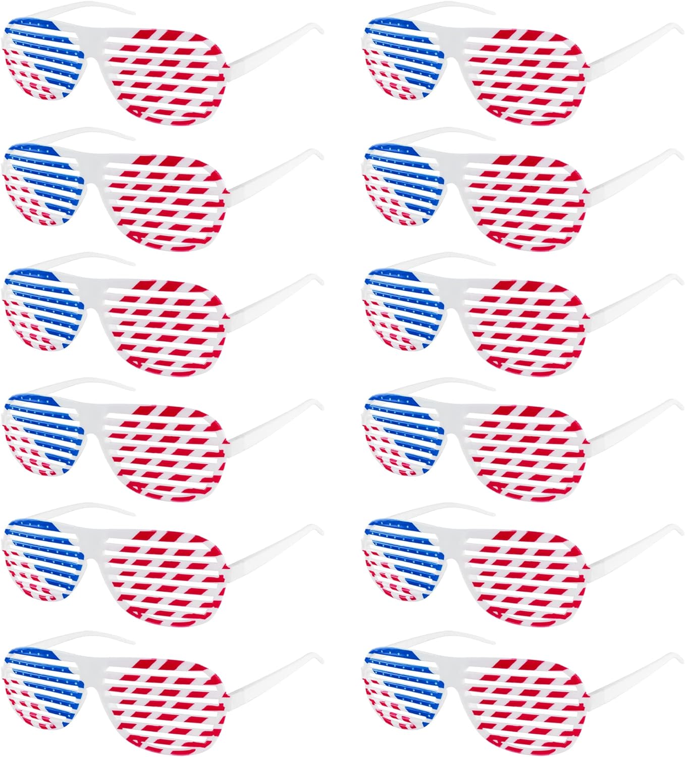American Flag USA Plastic Shutter Glasses Party Props, Decoration (12 Pairs)-America250