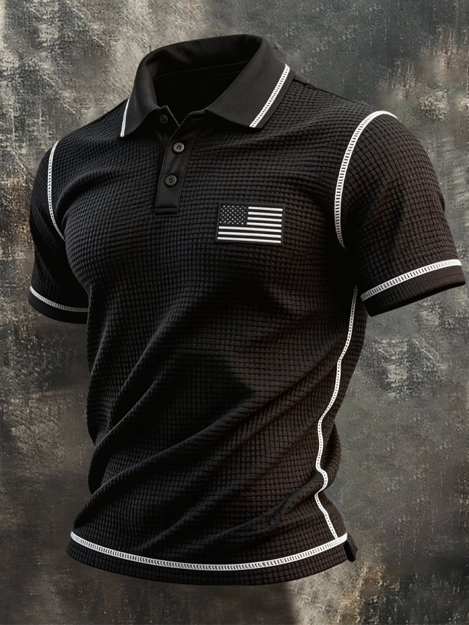 Men's Retro Comfort Denim Polo Shirt-America250
